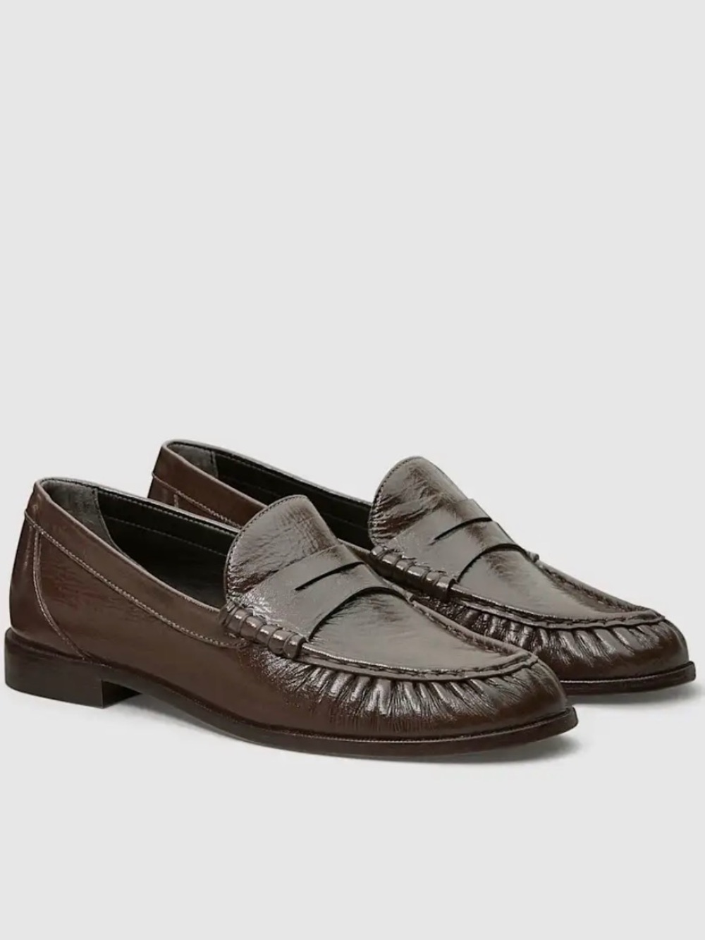Reformation Francine Brown Leather Penny Loafers